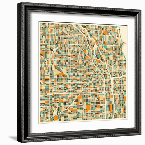 Chicago Map-Jazzberry Blue-Framed Art Print