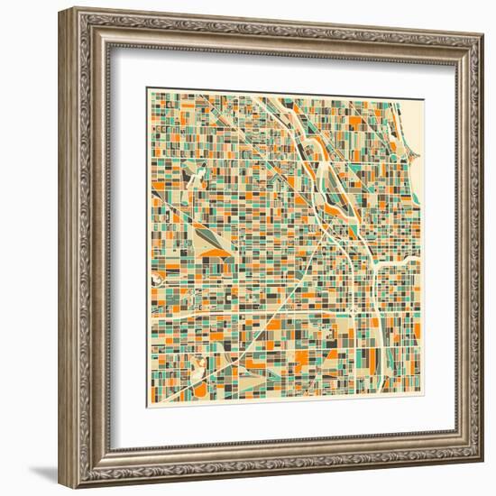 Chicago Map-Jazzberry Blue-Framed Art Print