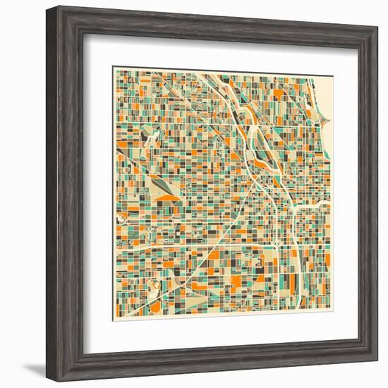 Chicago Map-Jazzberry Blue-Framed Art Print