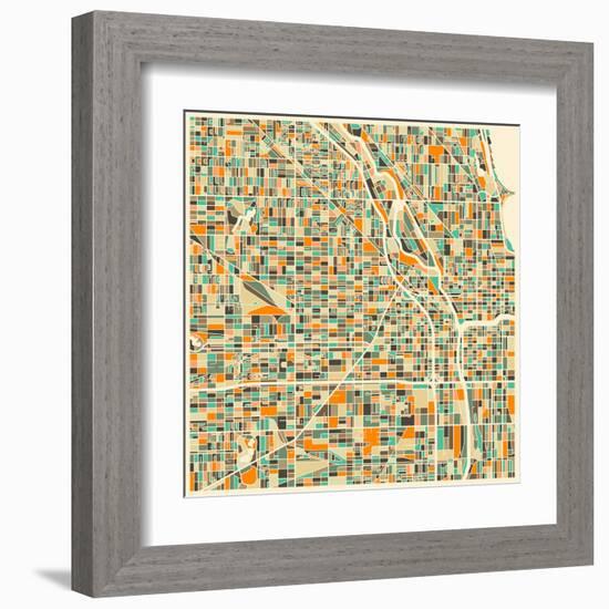 Chicago Map-Jazzberry Blue-Framed Art Print