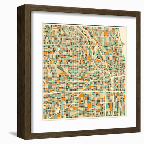 Chicago Map-Jazzberry Blue-Framed Art Print