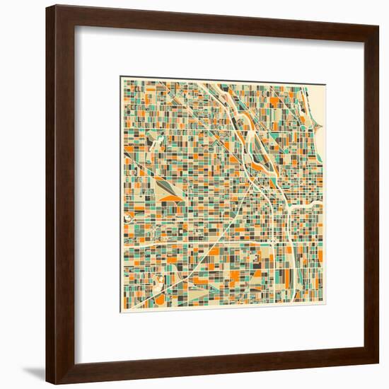 Chicago Map-Jazzberry Blue-Framed Art Print