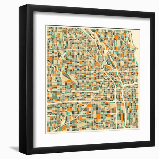 Chicago Map-Jazzberry Blue-Framed Art Print