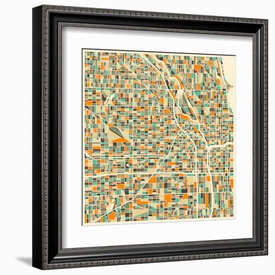 Chicago Map-Jazzberry Blue-Framed Art Print