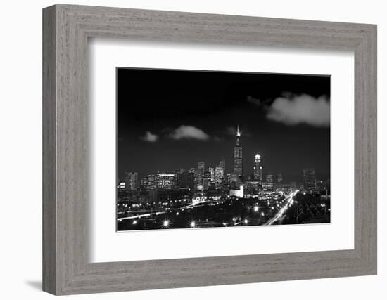 Chicago Night Lights-Steve Gadomski-Framed Photographic Print
