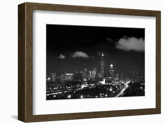 Chicago Night Lights-Steve Gadomski-Framed Photographic Print