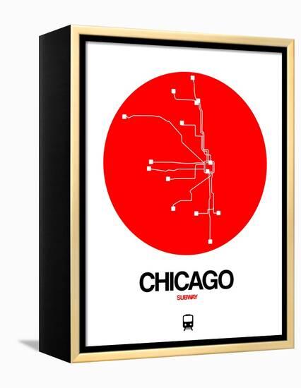 Chicago Red Subway Map-NaxArt-Framed Stretched Canvas