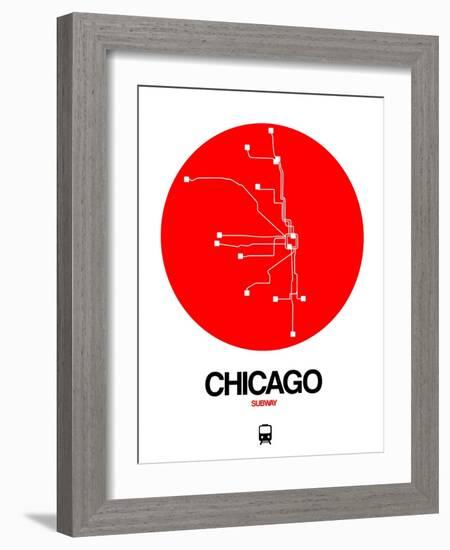 Chicago Red Subway Map-NaxArt-Framed Premium Giclee Print