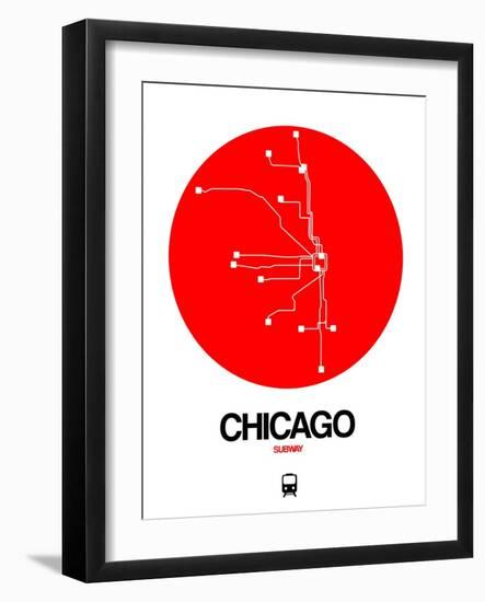 Chicago Red Subway Map-NaxArt-Framed Premium Giclee Print