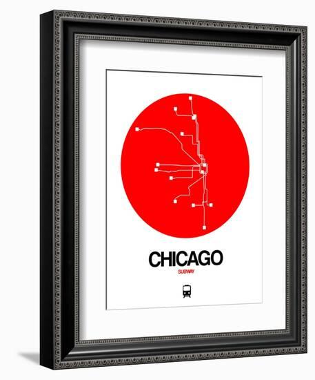 Chicago Red Subway Map-NaxArt-Framed Art Print