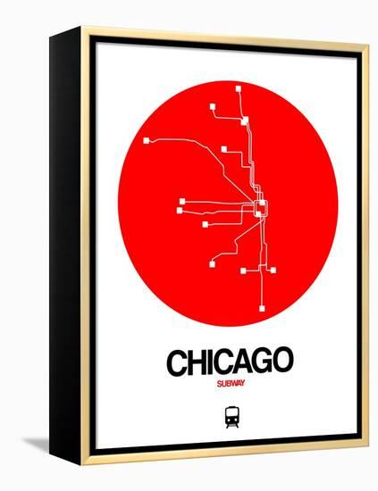 Chicago Red Subway Map-NaxArt-Framed Stretched Canvas