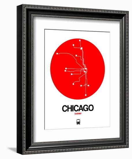 Chicago Red Subway Map-NaxArt-Framed Premium Giclee Print