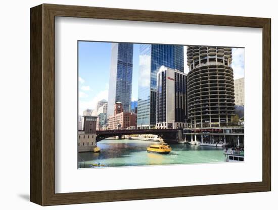 Chicago River and Towers, Chicago, Illinois, United States of America, North America-Amanda Hall-Framed Photographic Print