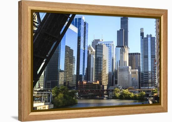 Chicago River and Towers of the West Loop Area-Amanda Hall-Framed Premier Image Canvas