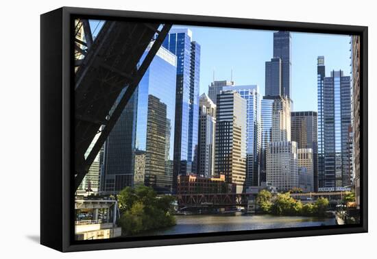 Chicago River and Towers of the West Loop Area-Amanda Hall-Framed Premier Image Canvas