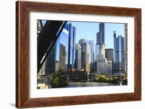 Chicago River and Towers of the West Loop Area-Amanda Hall-Framed Photographic Print