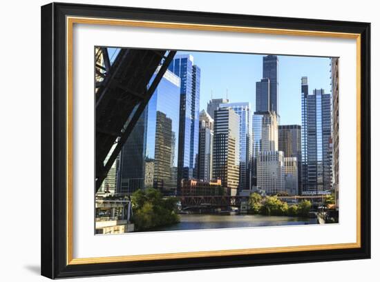 Chicago River and Towers of the West Loop Area-Amanda Hall-Framed Photographic Print