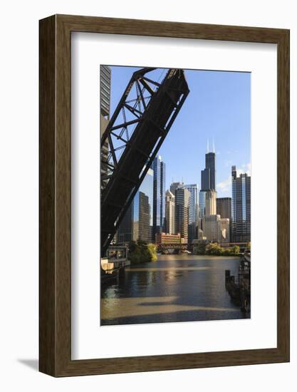 Chicago River and Towers of the West Loop Area-Amanda Hall-Framed Photographic Print