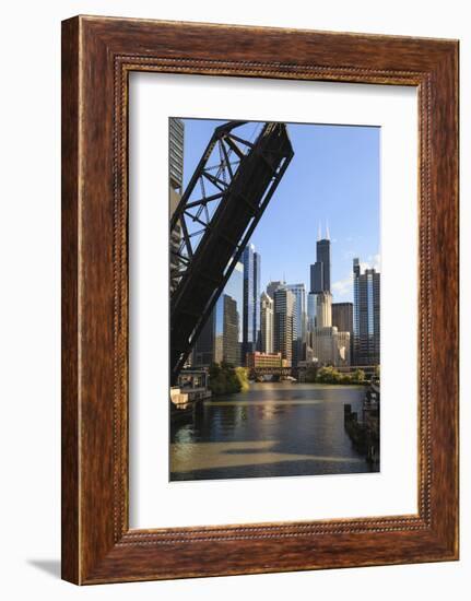 Chicago River and Towers of the West Loop Area-Amanda Hall-Framed Photographic Print