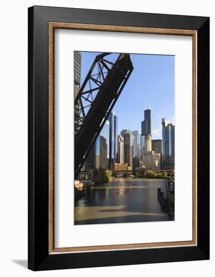 Chicago River and Towers of the West Loop Area-Amanda Hall-Framed Photographic Print