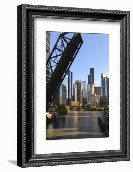 Chicago River and Towers of the West Loop Area-Amanda Hall-Framed Photographic Print