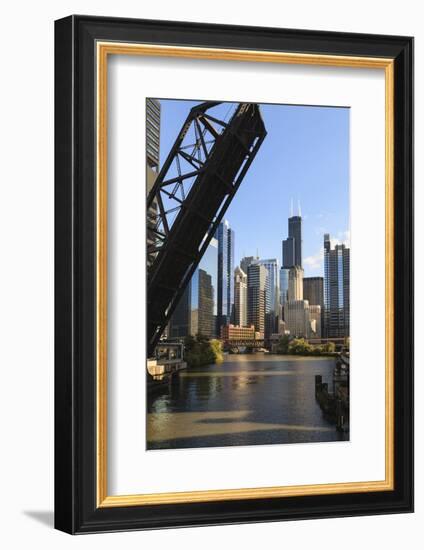 Chicago River and Towers of the West Loop Area-Amanda Hall-Framed Photographic Print