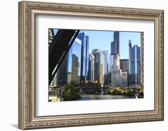 Chicago River and Towers of the West Loop Area-Amanda Hall-Framed Photographic Print