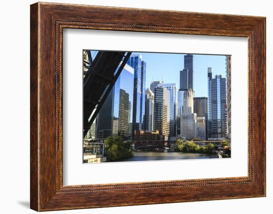 Chicago River and Towers of the West Loop Area-Amanda Hall-Framed Photographic Print