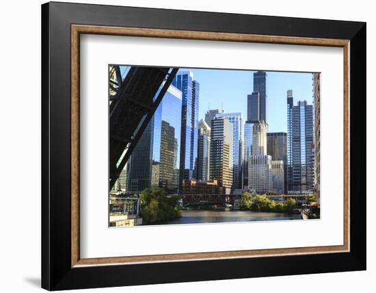 Chicago River and Towers of the West Loop Area-Amanda Hall-Framed Photographic Print