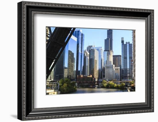 Chicago River and Towers of the West Loop Area-Amanda Hall-Framed Photographic Print