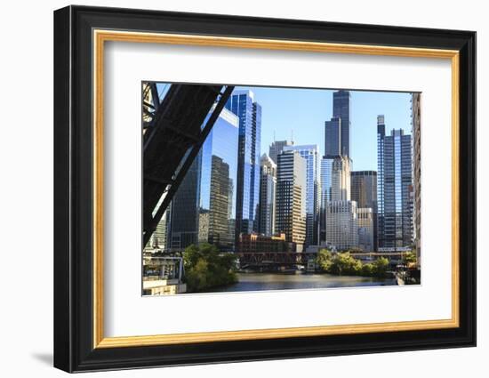 Chicago River and Towers of the West Loop Area-Amanda Hall-Framed Photographic Print