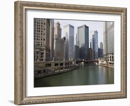 Chicago River and Wacker Drive, Chicago, Illinois, United States of America, North America-Amanda Hall-Framed Photographic Print