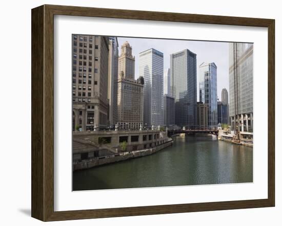 Chicago River and Wacker Drive, Chicago, Illinois, United States of America, North America-Amanda Hall-Framed Photographic Print