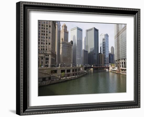 Chicago River and Wacker Drive, Chicago, Illinois, United States of America, North America-Amanda Hall-Framed Photographic Print