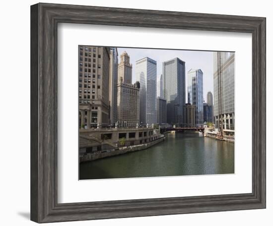 Chicago River and Wacker Drive, Chicago, Illinois, United States of America, North America-Amanda Hall-Framed Photographic Print