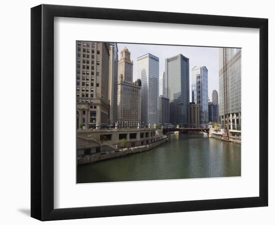 Chicago River and Wacker Drive, Chicago, Illinois, United States of America, North America-Amanda Hall-Framed Photographic Print