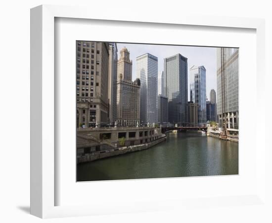 Chicago River and Wacker Drive, Chicago, Illinois, United States of America, North America-Amanda Hall-Framed Photographic Print