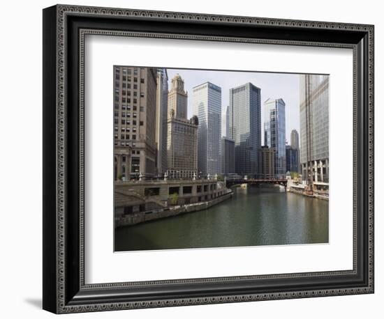 Chicago River and Wacker Drive, Chicago, Illinois, United States of America, North America-Amanda Hall-Framed Photographic Print