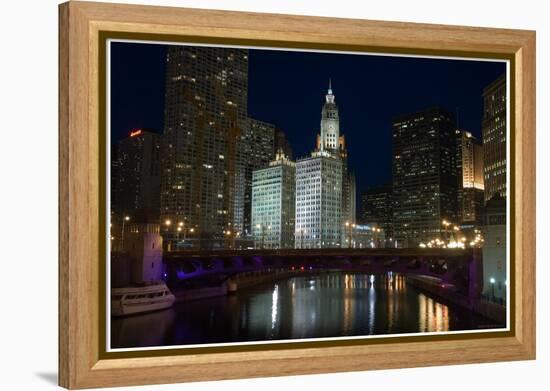 Chicago River at night-Patrick  J. Warneka-Framed Premier Image Canvas