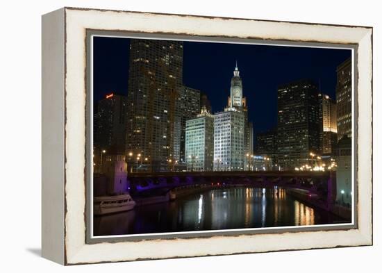 Chicago River at night-Patrick  J. Warneka-Framed Premier Image Canvas