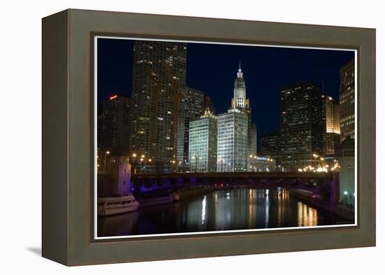 Chicago River at night-Patrick  J. Warneka-Framed Premier Image Canvas