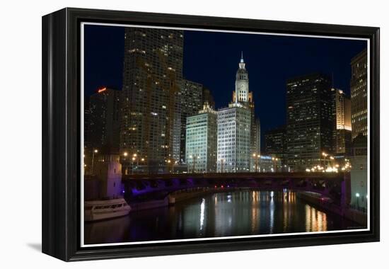 Chicago River at night-Patrick  J. Warneka-Framed Premier Image Canvas