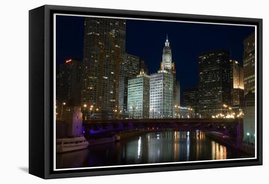 Chicago River at night-Patrick  J. Warneka-Framed Premier Image Canvas