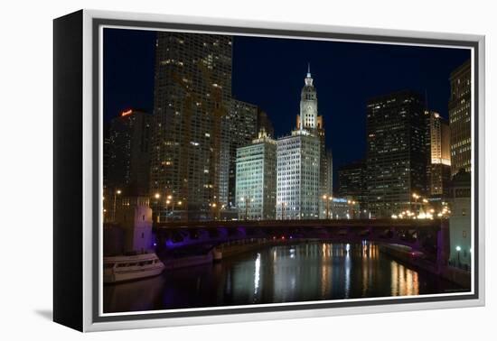 Chicago River at night-Patrick  J. Warneka-Framed Premier Image Canvas