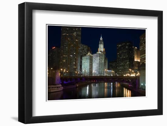 Chicago River at night-Patrick  J. Warneka-Framed Photographic Print