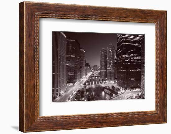 Chicago River Bend, Black & White-Steve Gadomski-Framed Photographic Print