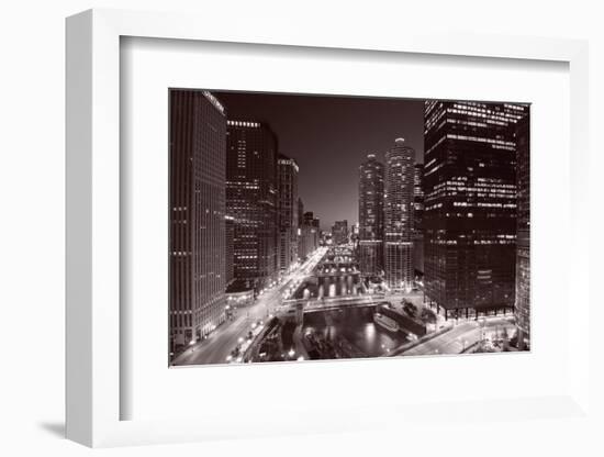 Chicago River Bend, Black & White-Steve Gadomski-Framed Photographic Print
