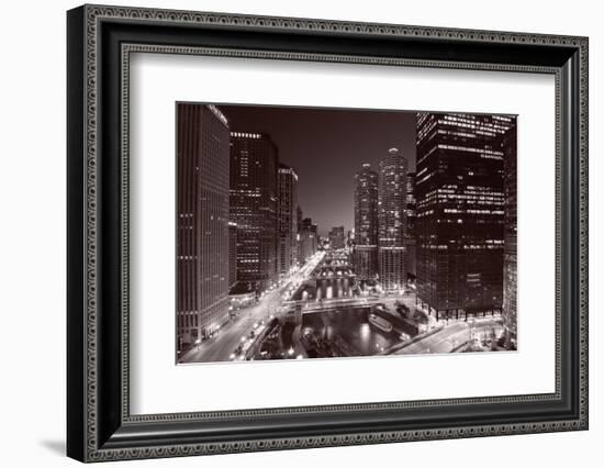 Chicago River Bend, Black & White-Steve Gadomski-Framed Photographic Print