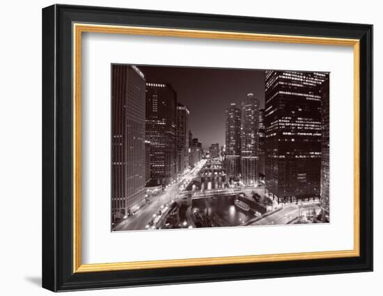 Chicago River Bend, Black & White-Steve Gadomski-Framed Photographic Print