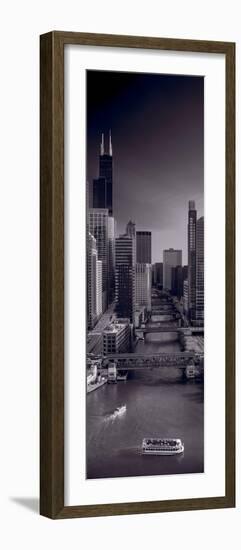 Chicago River Bridges South BW-Steve Gadomski-Framed Photographic Print